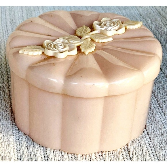 American Vintage Bath Adorable Vintage Menda Co Pale Pink Dusting Powder Box W White Roses